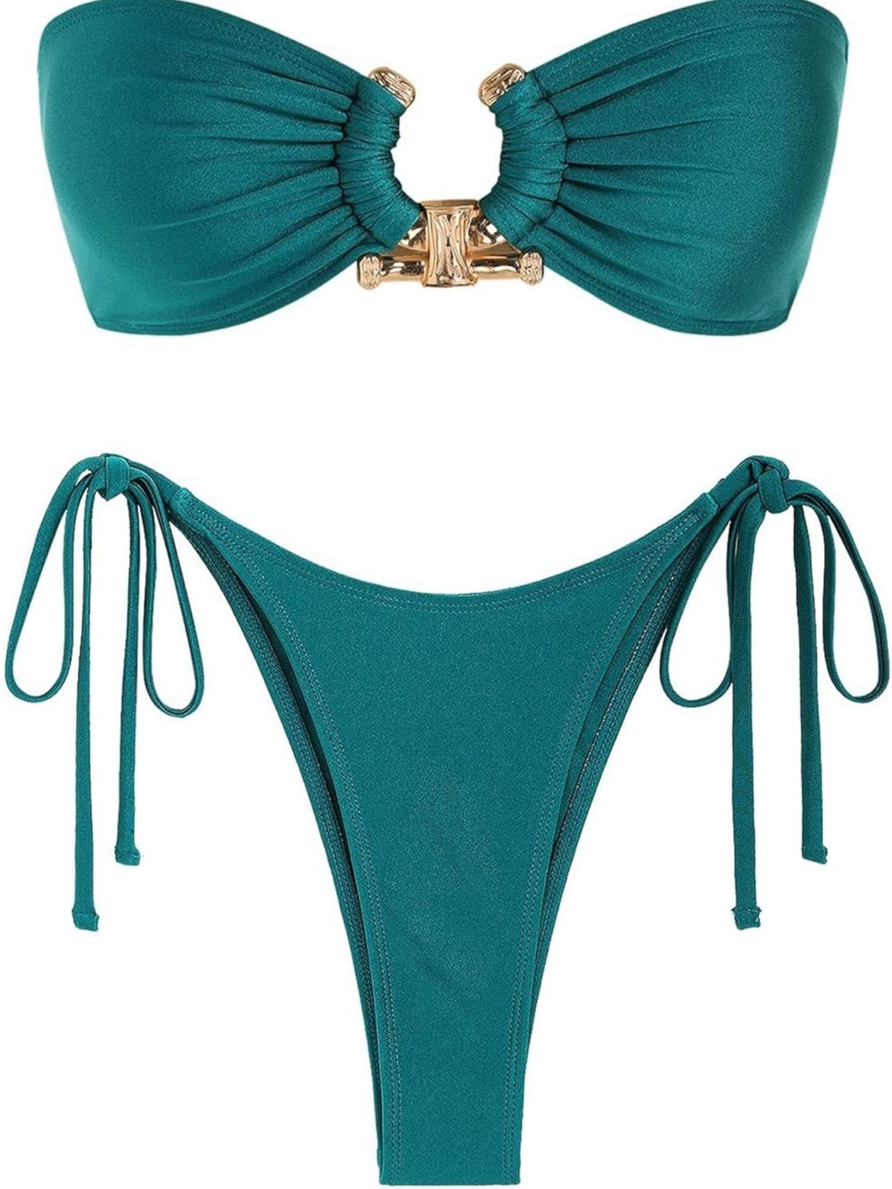 ZAFUL Metal Ring Bandeau Bikini NWT L3